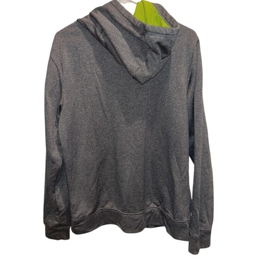 The North Face Hoodie XL Mens Grey Neon Green Logo Pullover Sweatshirt‎